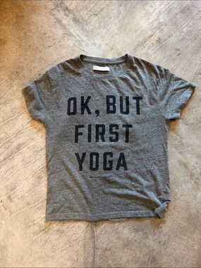 Spiritual Gangster Gray 'OK, But First Yoga' Short Sleeve Tee